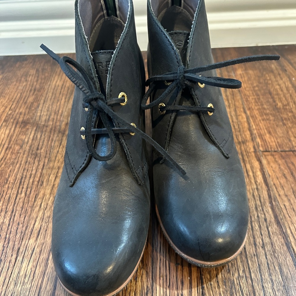 Sperry Black Ankle Wedge Boots
